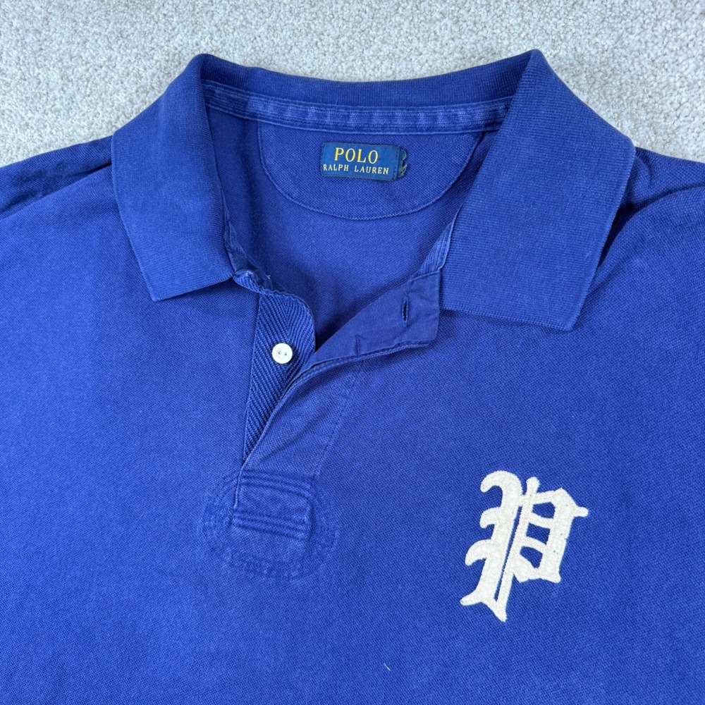 Polo Ralph Lauren Polo Shirt Mens 4XL Blue Old English P Logo Cotton Pique